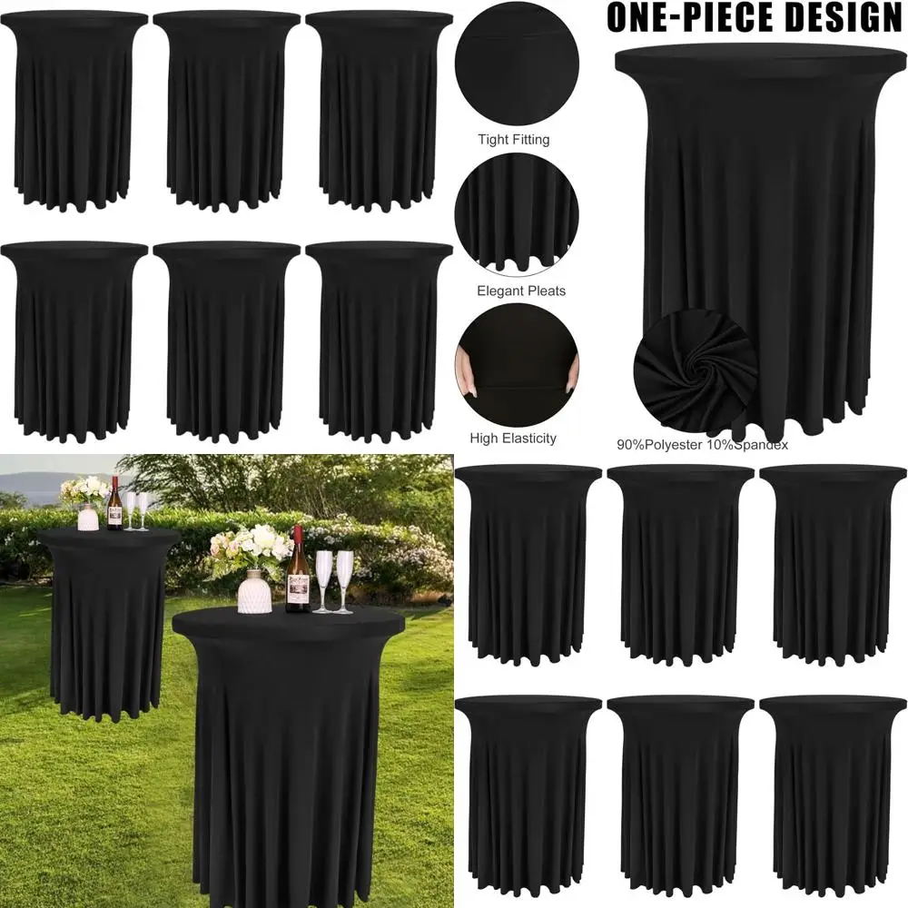 

Черная эластичная круглая скатерть для коктейльного стола, 6 штук в упаковке, 32x43, подходит для высоких барных стоек и свадебных мероприятий