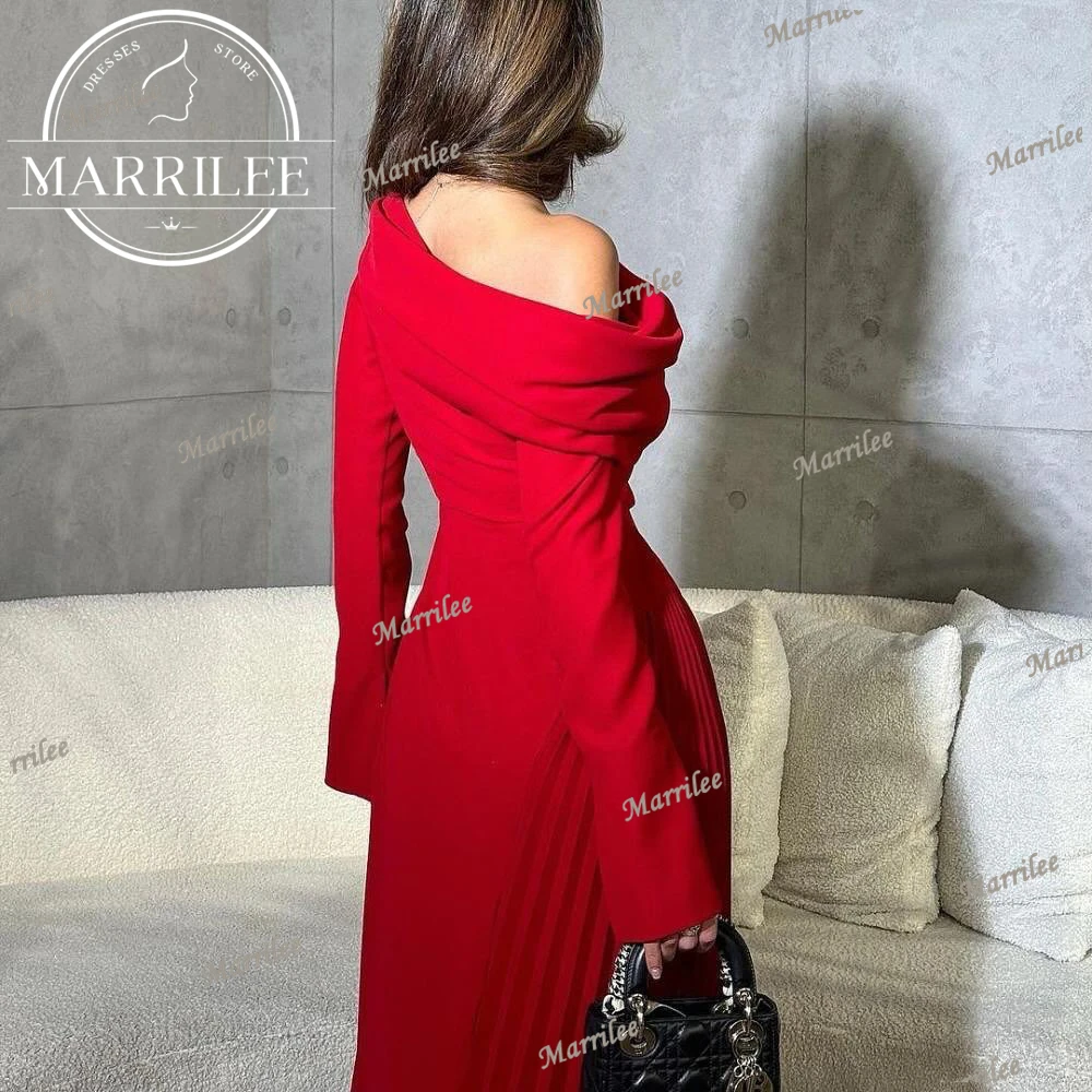 Marrilee-Vestido de manga larga para mujer, traje liso de un hombro, personalizado, con pliegues, para ocasiones especiales