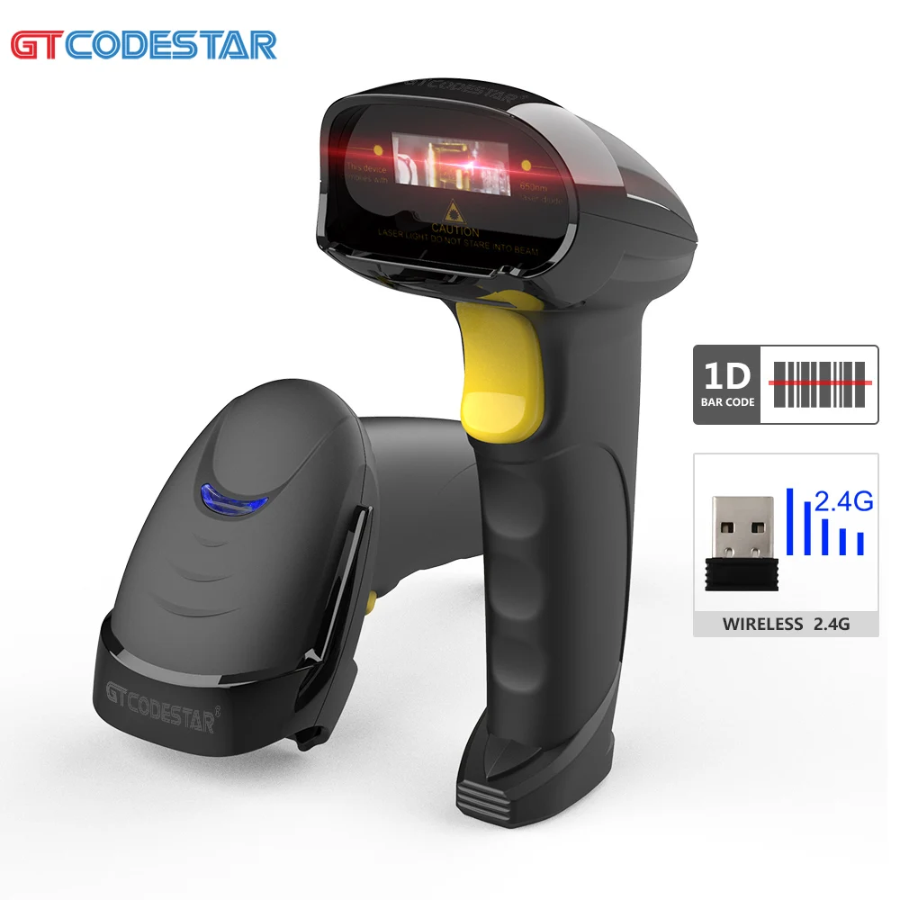 GTCODESTAR Wireless 1D Laser Reader 1D Barcode Scanner for POS System