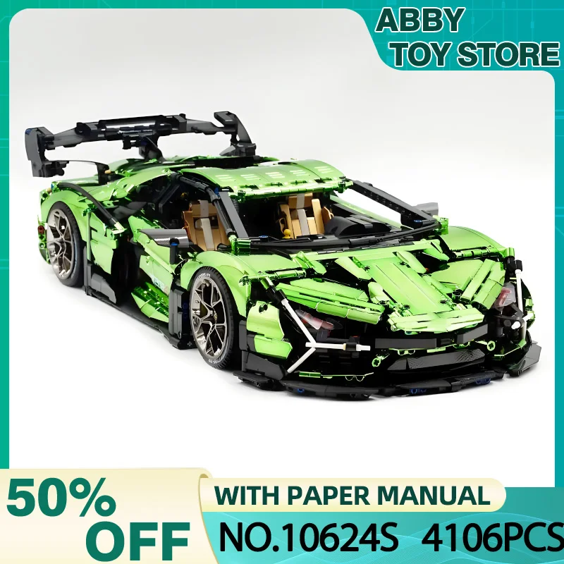 

GULY 10624S MOC Technical Super Sports Car Hypercar Building Blocks Speed Vehicle Educational Bricks Toy Christmas Gift For Kids