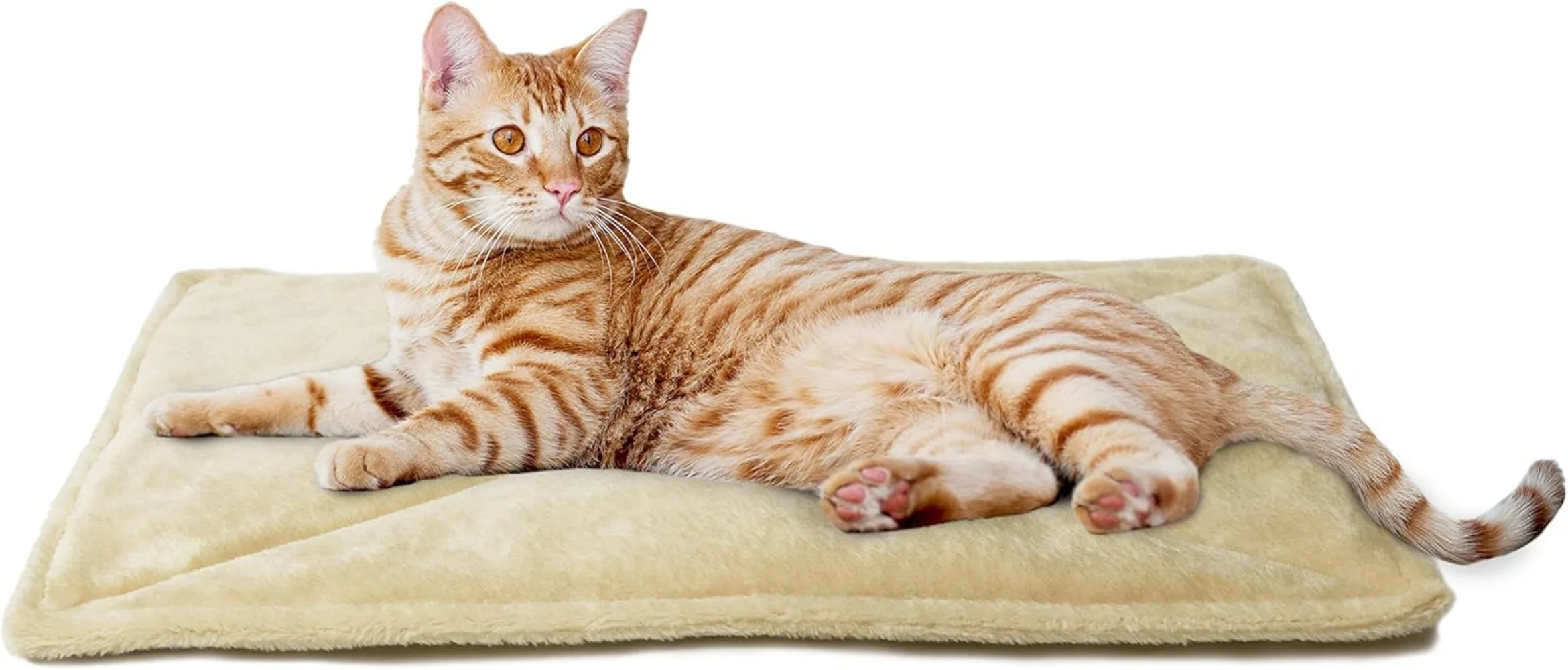 

Self-Warming Cat Bed for Indoor Cats & Small Dogs, Washable & Reflects Body Heat - Quilted Faux Fur Reflective Bed Mat - Cream