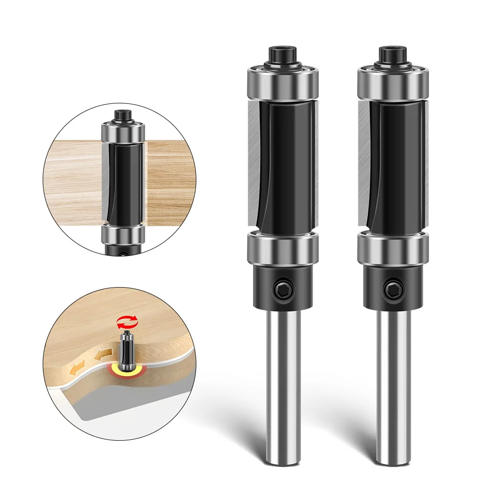 

1 шт., 1/4 дюйма, 6,35 мм, фреза с хвостовиком, резьба по дереву, заподлицо, верхняя и нижняя фреза с подшипником, хвостовик 1/4 дюйма, деревообрабатывающий шиповый резак