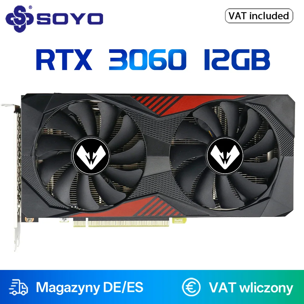SOYO nouvelles cartes graphiques de jeu NVIDIA GeForce RTX 3060 12GB GDDR6 192 bits carte vidéo GPU de bureau composants informatiques