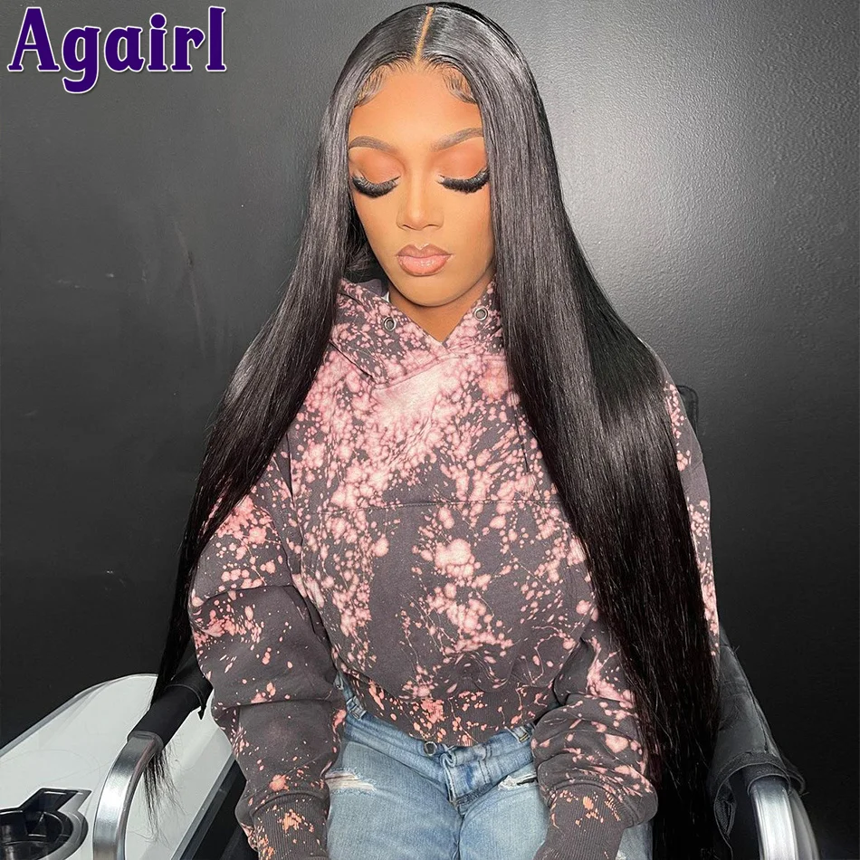 28 30 Inch 180% Density 13X6 Human Hair Lace Frontal Wigs for Women Highlight Pink with Green Color 13X4 Straight Lace Front Wig