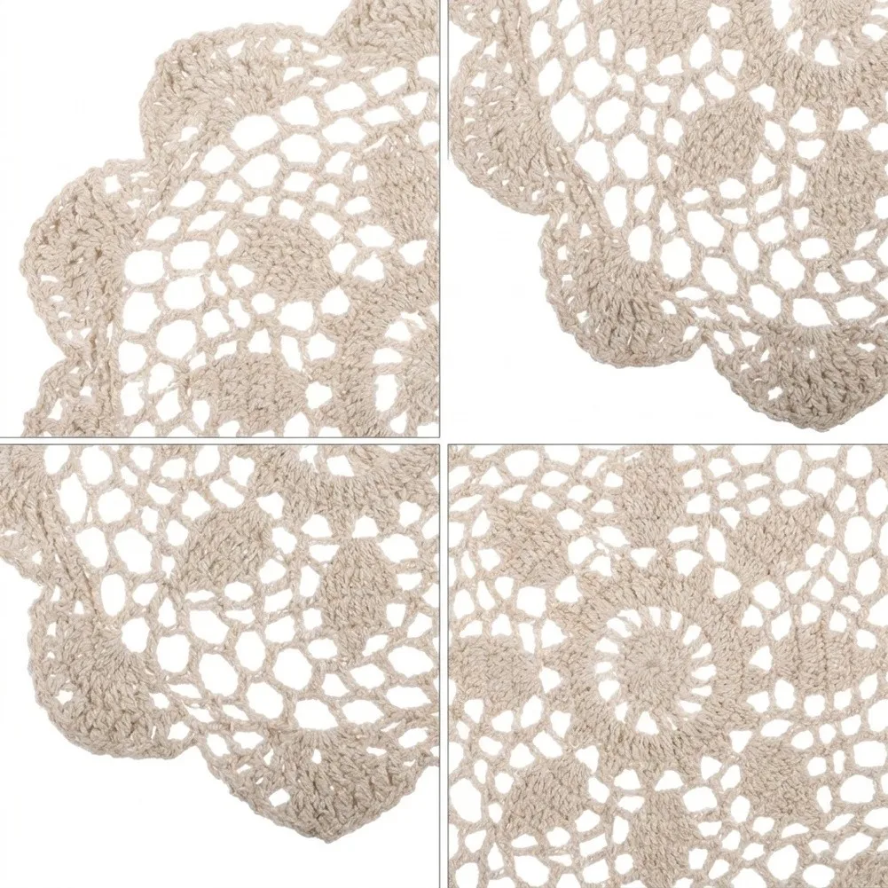Crocheted Table Mats Cotton Doilies For Home Dining Fine Texture Material Soft Cotton Thread Hollow Lace Pattern