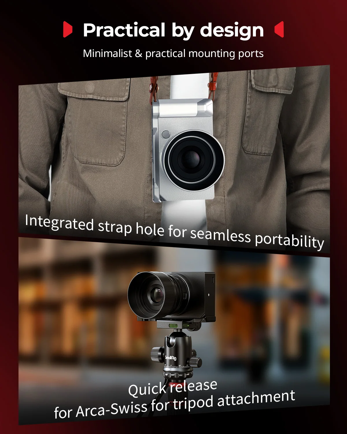 SmallRig BF 카메라 케이지 시그마 BF 블랙/슬리버용 핸들이 있는 L자형 마운트 플레이트, Arca-Swiss 퀵 릴리스 플레이트가 있는 엄지 그립