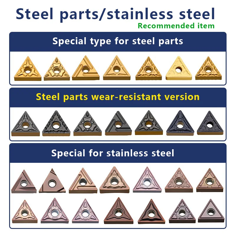 Lama da tornio triangolare CNC TNMG160404/08-MA in acciaio inossidabile ad alta durezza e grado resistente all'usura MP7120