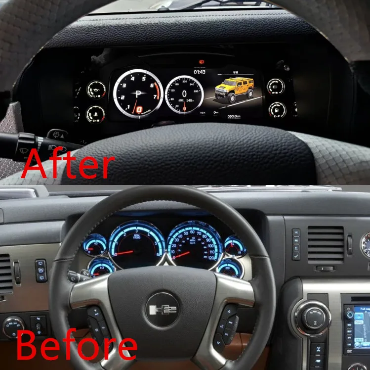 Upgrade LCD Digital Cluster Speedometer Instrument With Carplay New Auto Meter H2 2008-2012