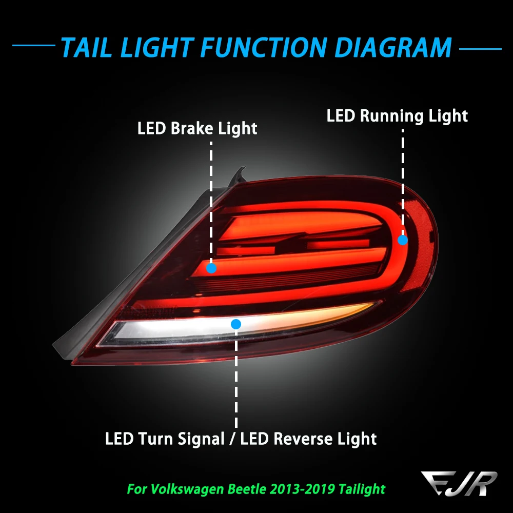 EJR Car Light For Volkswagen Beetle Taillight 2013-2019 Upgrade LED Rear Tail Lights Dynamic Turn Signal Car Lamp Accessories