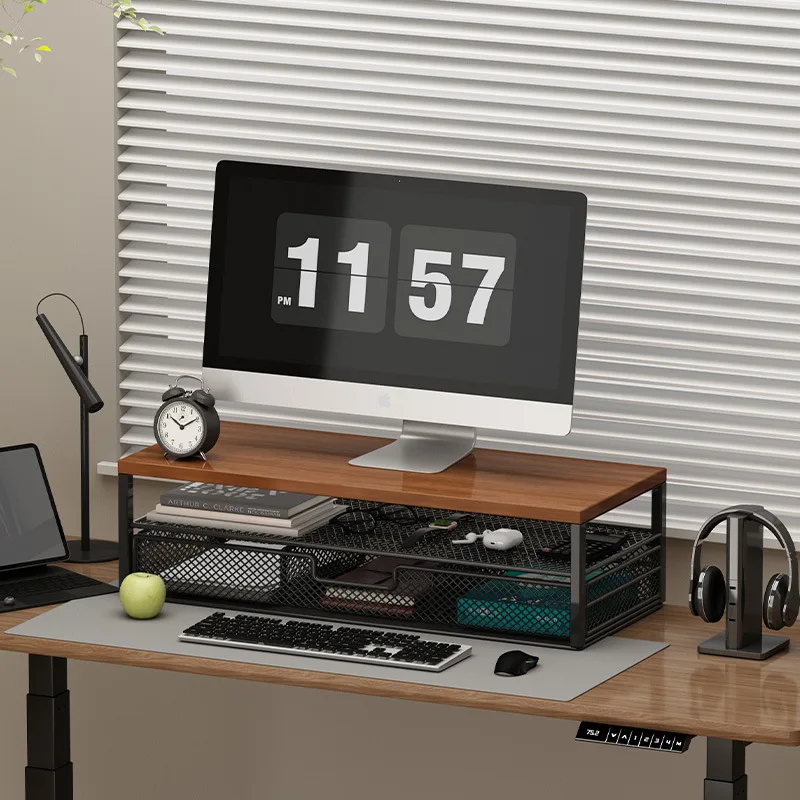 

Desktop Computer Height Stand Workstation Storage Suspended Shelf load-bearing Office Desktop Storage Rack With Drawers