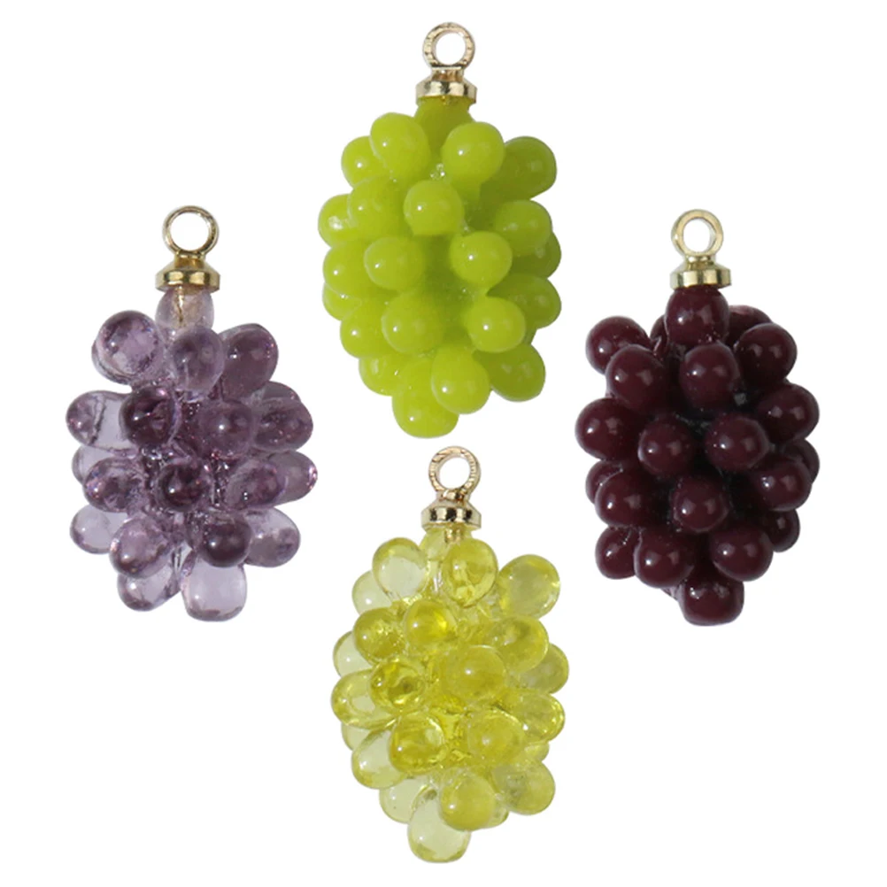 

4Pcs Grape Shaped Resin Pendant Charms DIY Jewelry Making Accessories Green Purple Color Craft Project Supplies