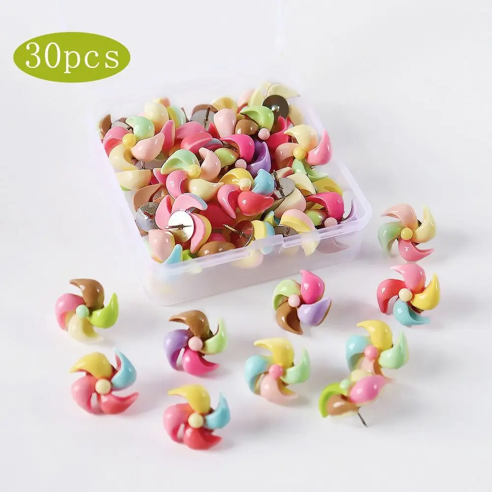 10/20/30Pcs Creative Windmill-Shaped Pushpins 3D Reusable Board Push Pin with Box DIY Decorative Studs Wall Markers