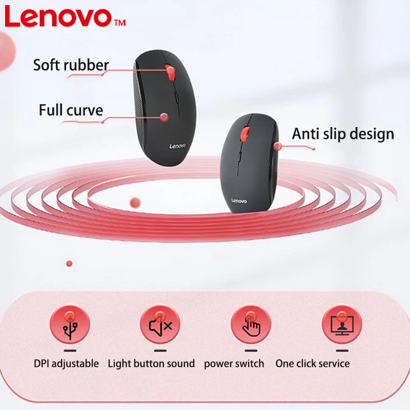 Mouse Lenovo N911S Mouse Light Sound Wireless Mouse Black