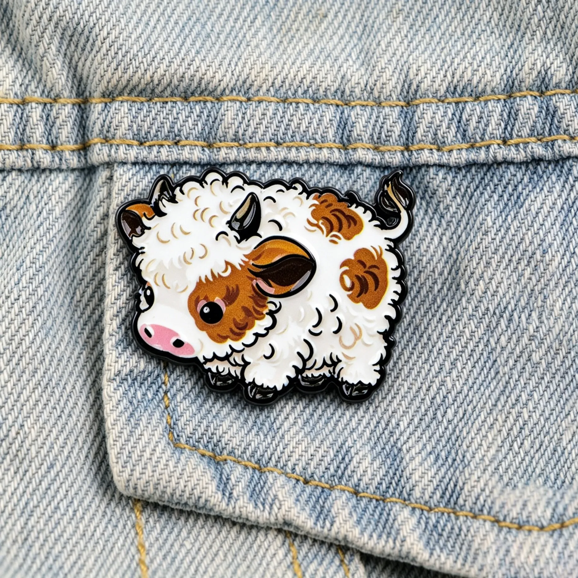 Cute Highland Cow Enamel Pin Cartoon Yak Animal Lapel Brooch Lovely Badge Kawaii Pet Jewelry Gift for Animal Lovers Collectors