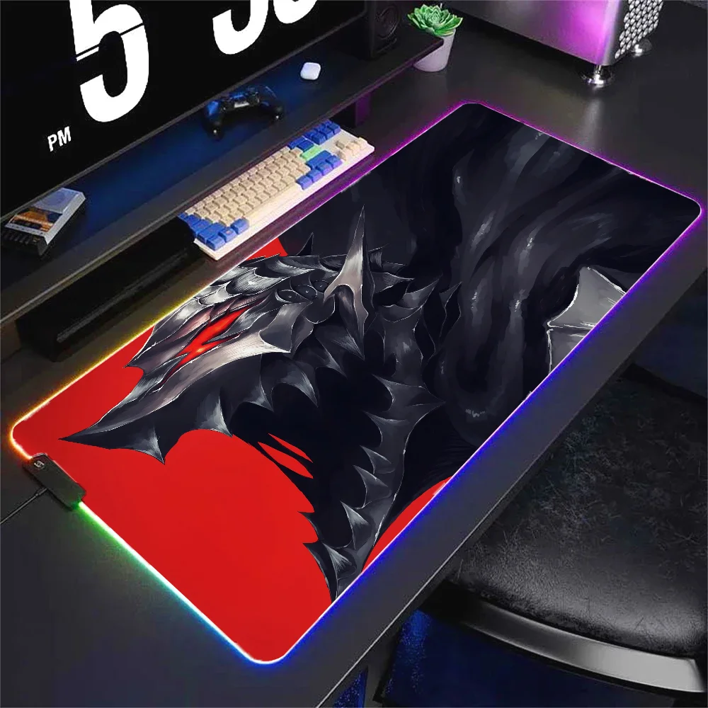 Anime B-berserk Mousepad XXL RGB Gaming Mouse Pads HD Black Gamer Accessories Large LED