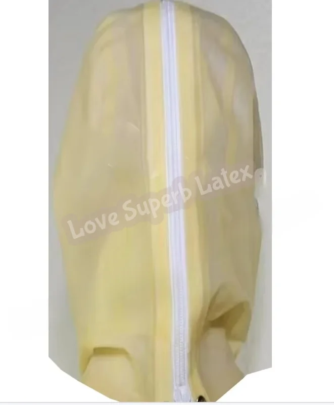 천연 라텍스 풀 헤드 라텍스 고무 마스크 투명 후드 페티쉬 코스프레 마스크 (호흡 구멍 포함) 뒤 지퍼 클럽 착용