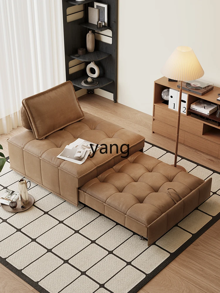 Yjq Tofu Block Sofa Bed without Armrest Foldable Dual-Purpose Small Apartment Retractable Faux Leather Sofa Bed