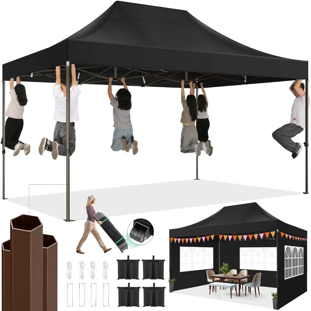

10x15 Pop up Canopy Tent with sidewall,for Backyard Party Wedding, Easy up Canopy Outdoor Tent