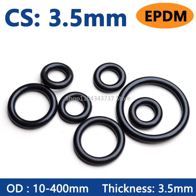 Thickness CS 3.5mm EPDM Rubber O Ring ID 3-393mm OD 10-400mm Acid Alkali Water and Friction Resistance O-Ring Seal Gasket