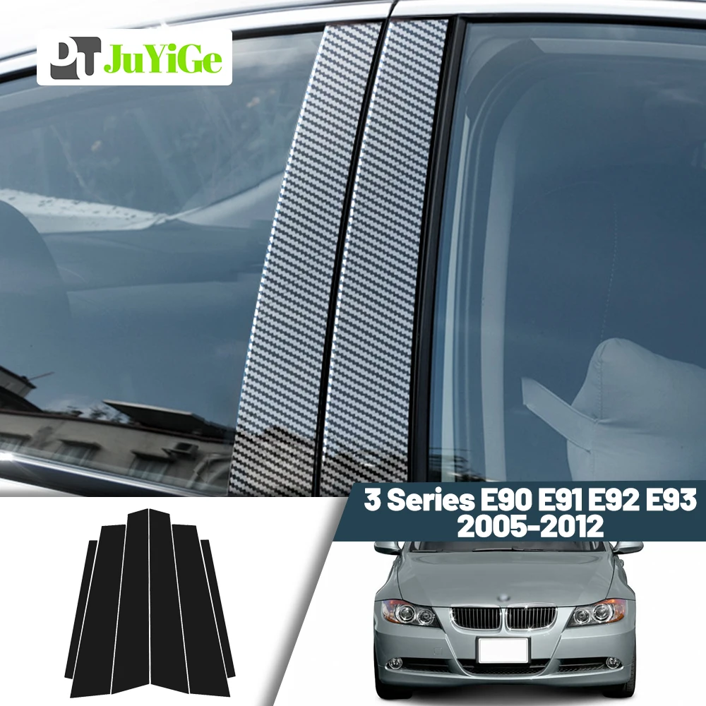 

Glossy Black Carbon Fiber Window Door Deal B C Pillar Post Cover Sticker For BMW 3 Series E90 E91 E92 E93 2005-2012 2006