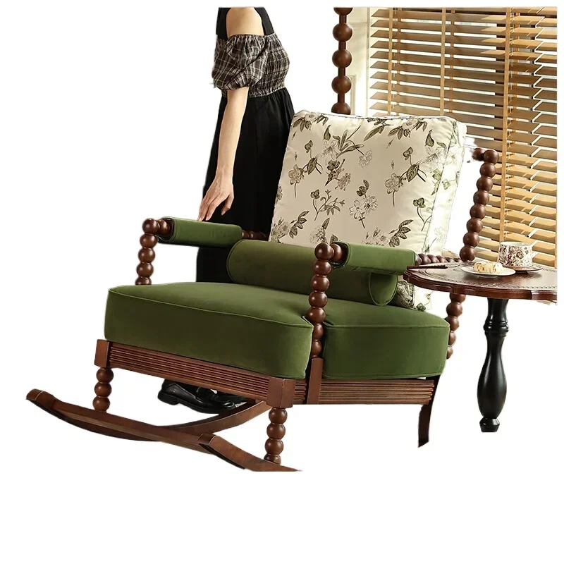 

Lazy rocking chair, home American retro reclining and sleeping, pearl chair