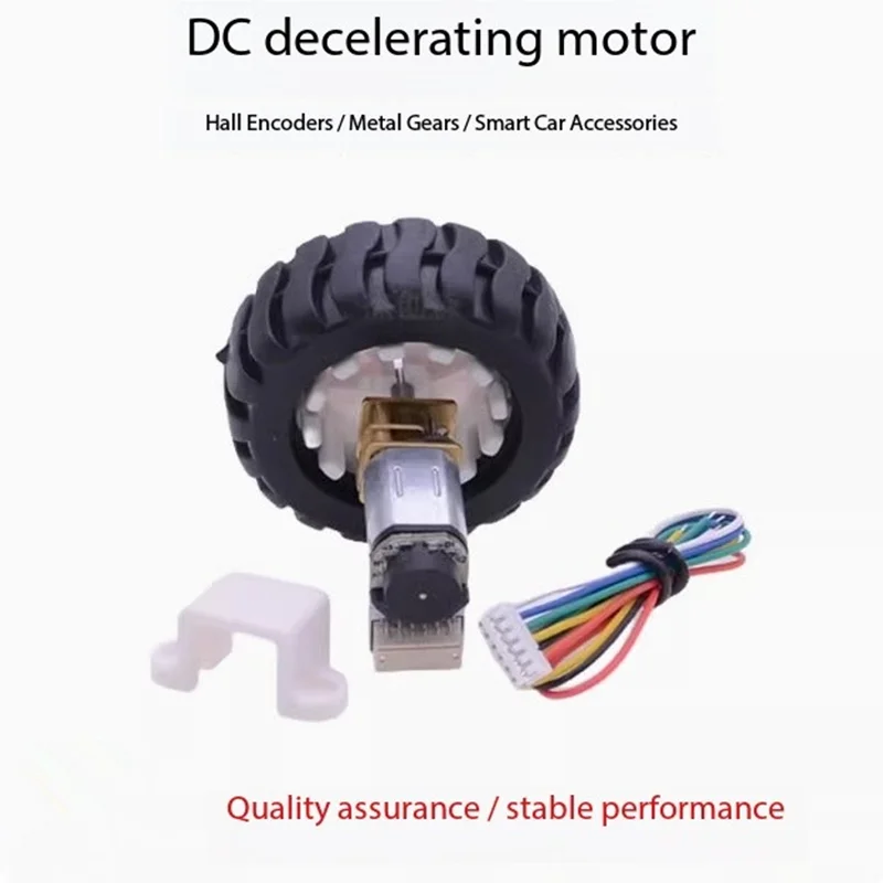 12GA-N20 DC Reduction Motor with Tire Bracket and Hall Encoder Micro Reduction Motor 3V6V12V 150RPM 750RPM 100RPM 50RPM 75RPM