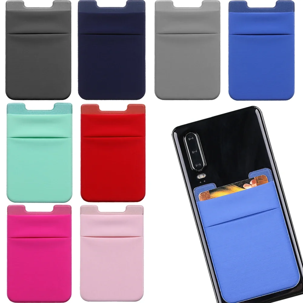 1Pcs Adhesive Sticker Pocket For Phone Fashion Elastic Phone Card Holder Wallet Coin Purse Credit Cards ID Card Pouch Sleeve