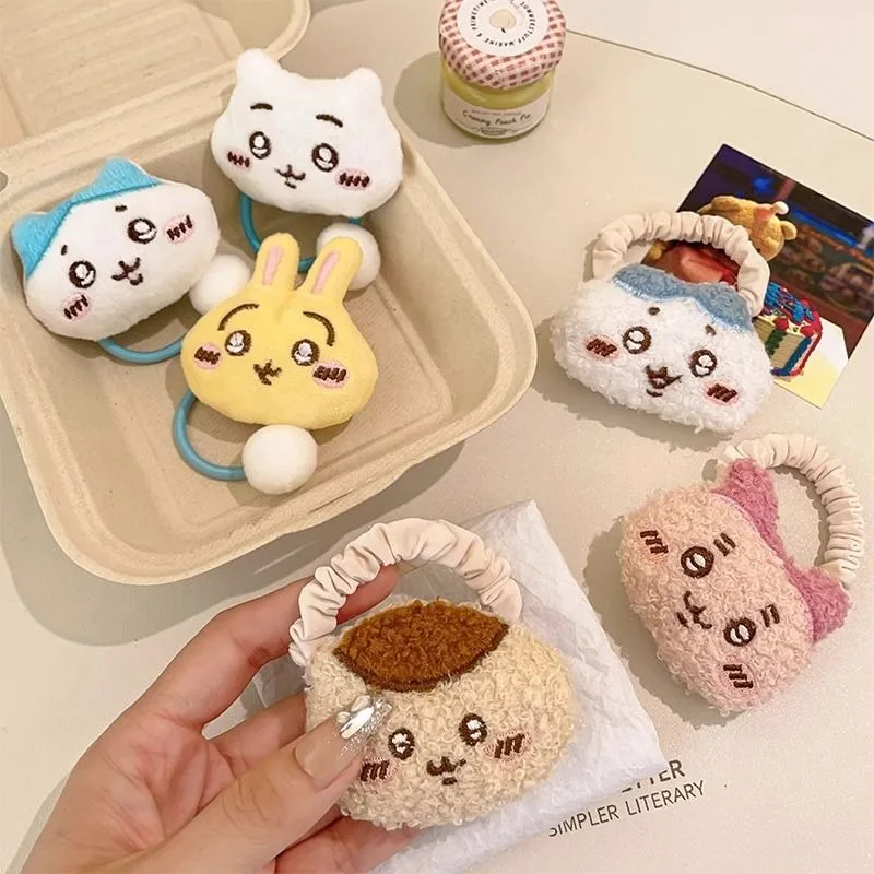 

New Kawaii Chiikawa Anime Plush Hair Rope Girl Cartoon Hachiware Usagi Sweet Hair Accessories Anime Figure Gift Kids Toys