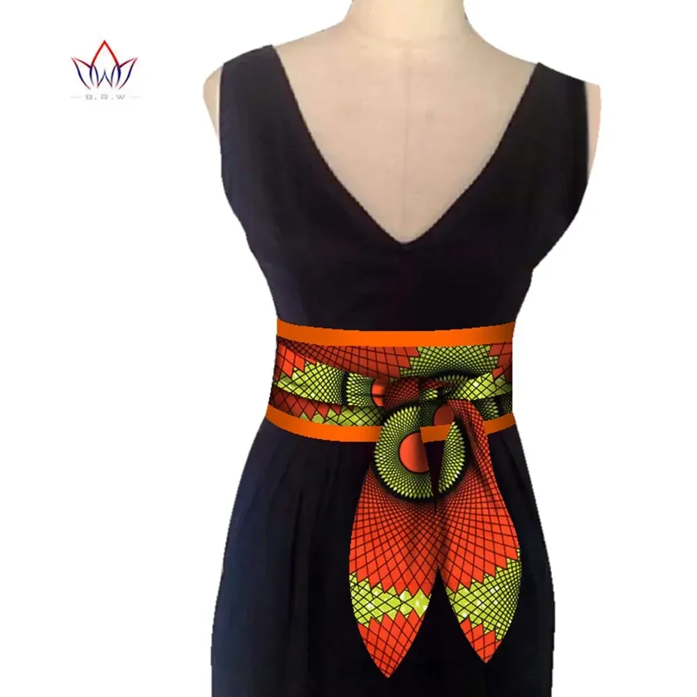 BRW 2024 African Print Obi Ankara Green Yellow Peplum Belt Button Skirts For Women Gift Handmade Statement Belt Accessory WYB268