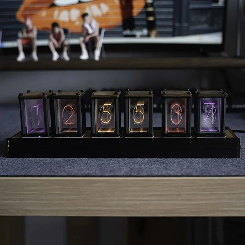 Luxury DIY Wood Nixie Tube Clock RGB Silent Digital Desktop Table Watch Creative Electronic Glow Clocks Gift