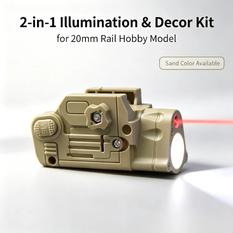 Square Shape ABS Rail Attached Light Accessory with Beam Indicator Hobby Model Decoration