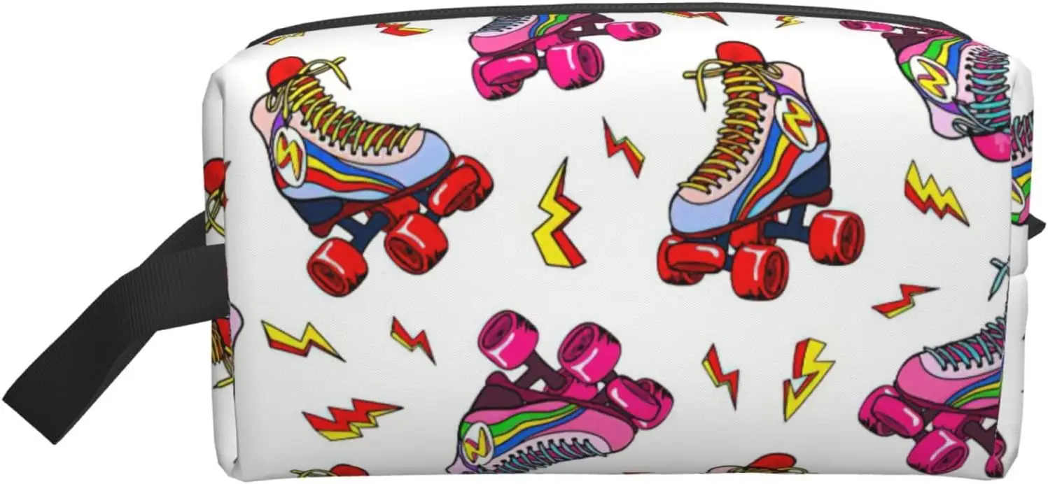 Colorful Roller Skates Print Makeup Bag,Travel Toiletry Bag,Cosmetic Bag,Hanging Tolietry Bag For Women Men,Gym Daily