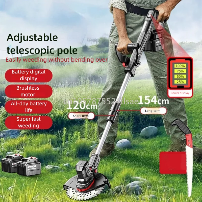 Small Household Rechargeable Lithium Battery Weeding Machine Multifunctional Agricultural Lawn Mower Electric Lawn Mower