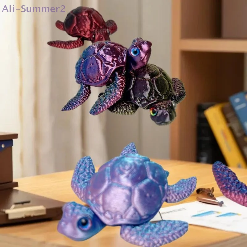 3D Printed Turtle Figurines Movable Joints Creative Collection Desktop Decoration Ornaments Holiday Gifts