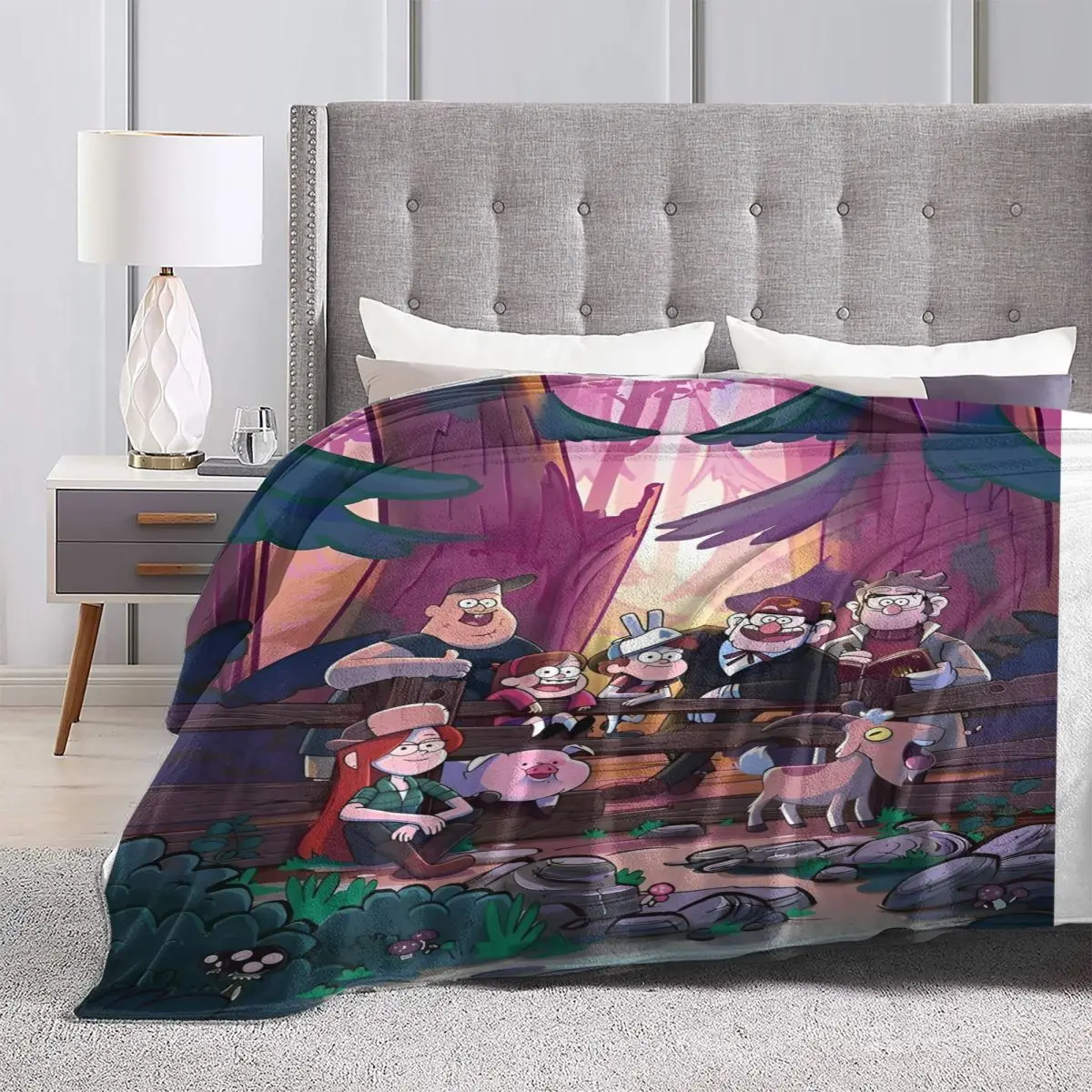 Gravity Falls Flannel Blanket Characters Super Warm Bedding Throws for Outdoor Travel Graphic Bedspread Sofa Bed Cover