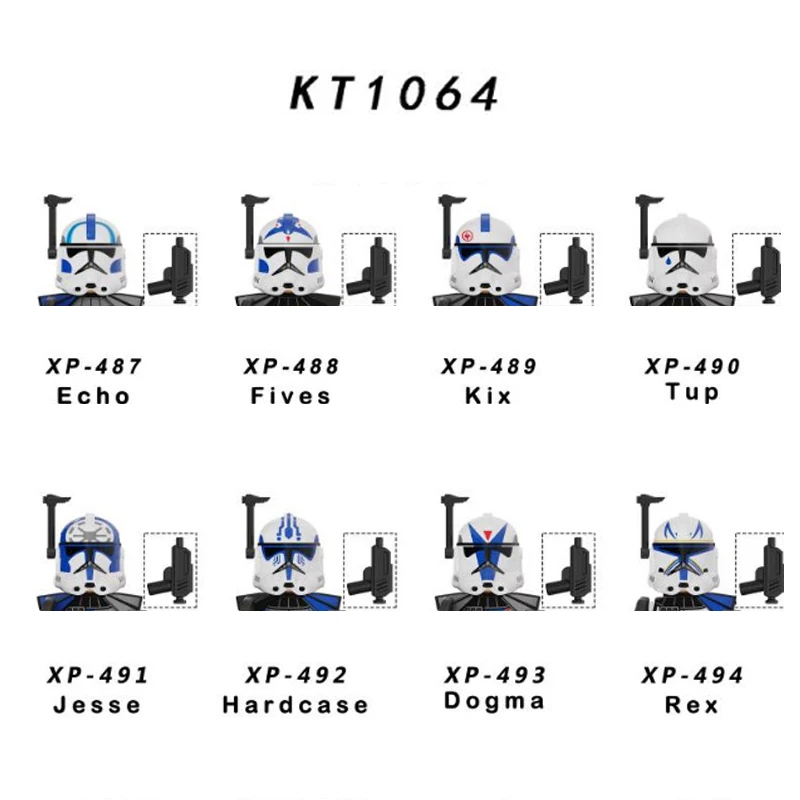 Décennie s de construction KT1064, 8 pièces/ensemble, jouets d\'assemblage, figurine Echo Fives, Kix, Tup, Jesse, Hardcase, Dogma, Rex, XP487, XP488,