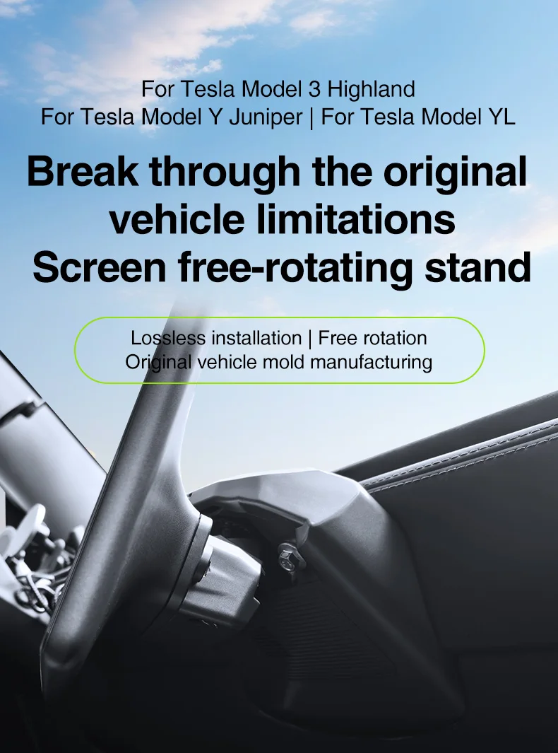 Für Tesla Modell Y Juniper Modell 3 Highland 2025 Auto Schwenk Halter Halterung Tilt Bildschirm Rotierenden Halterung Kit Display Monitor Drehen – Detail 1