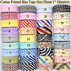 100% Cotton Bias Binding Tape Plaid fabrics Welt Cloth Strip  for DIY Sewing Ribbon 25mm x 10meters