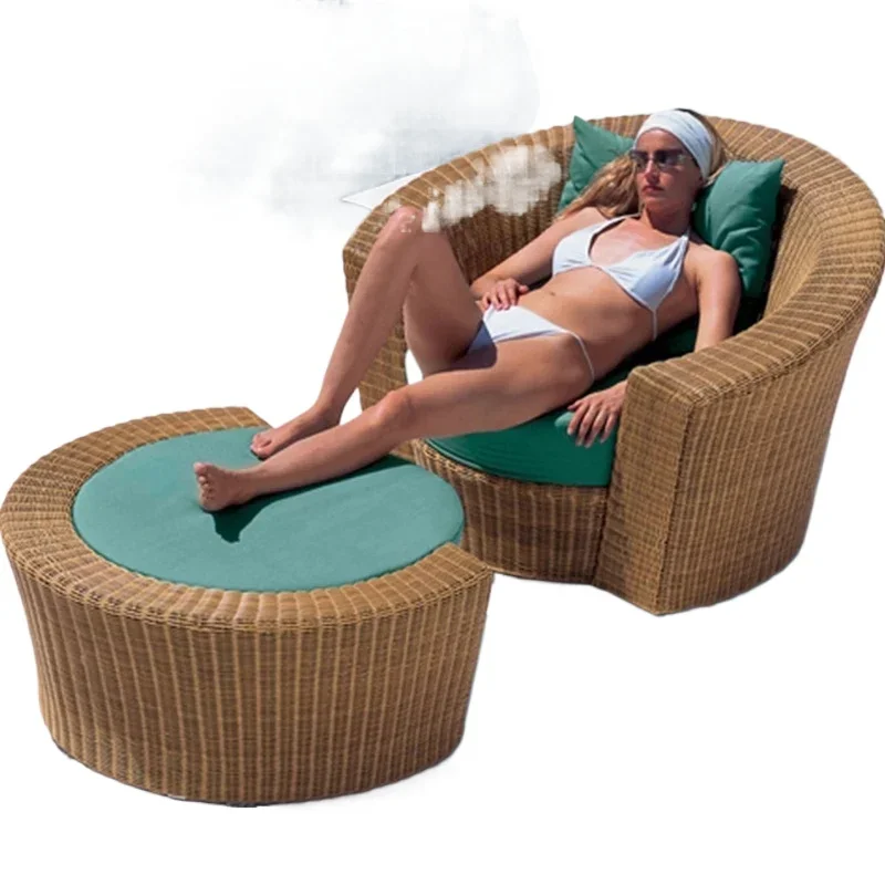 

Lounger Balcony Bed Outdoor Lounger Beach Bed Garden Leisure Rattan Lounger Large Round Outdoor Furniture