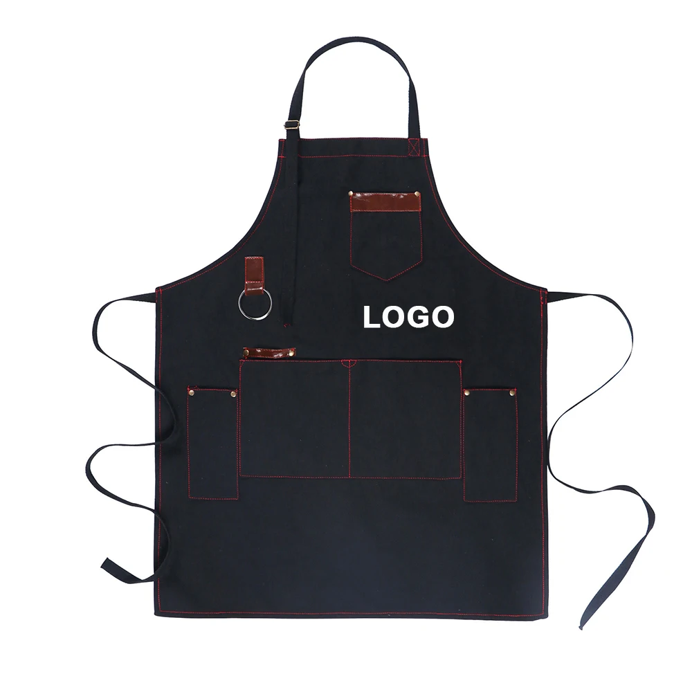 

Black Thick Canvas Kitchen Apron for Men, Chef Apron, Leather, Barbecue, Father Gift