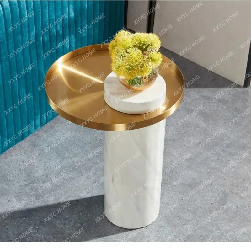 XX mobile marble sofa edge a few stainless steel corners a few light luxury simple modern creativity