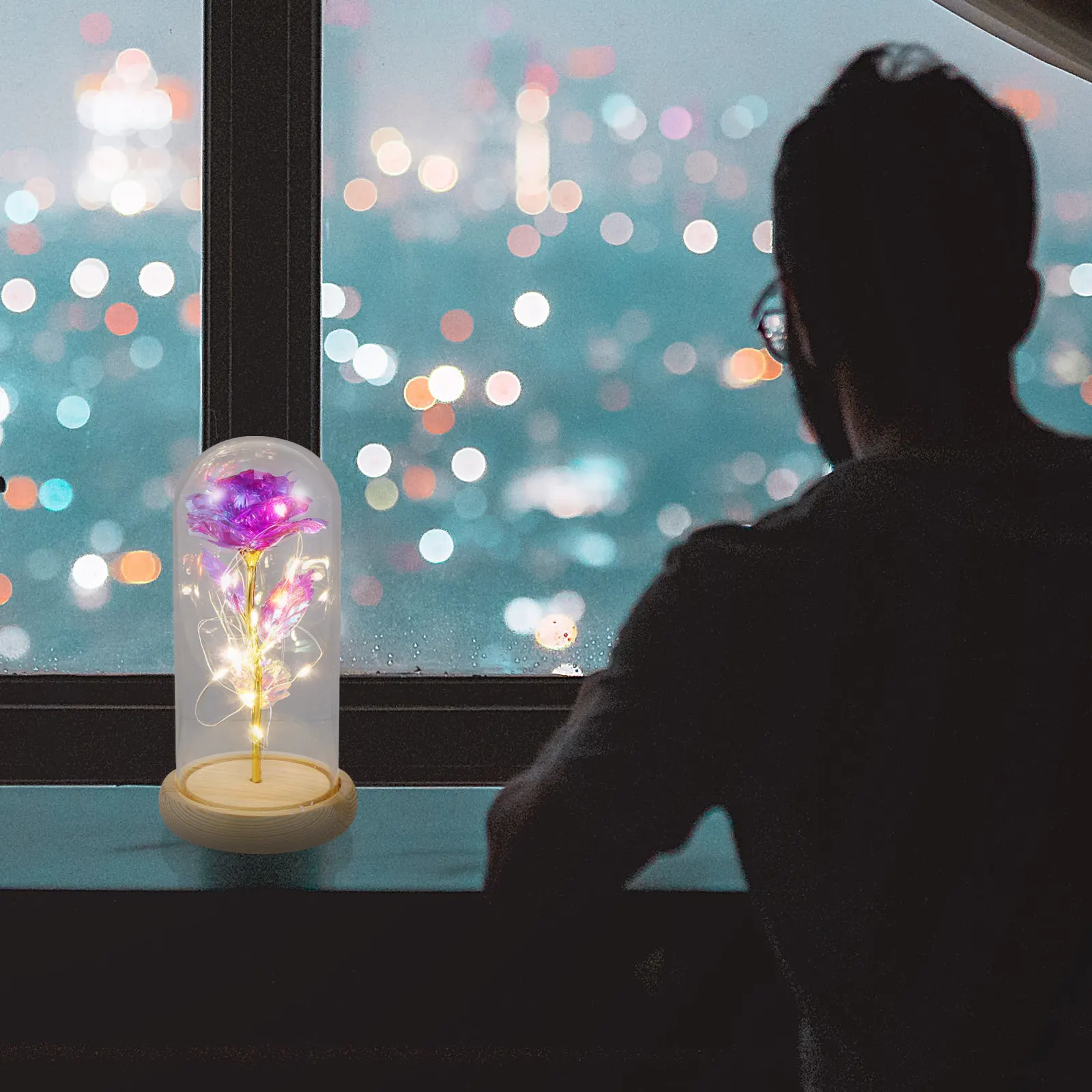 

1Pcs Rose Adorn Luminous LED Simulation Flower Decor Romantic Desktop Flower Light Gift Valentine's Day Wedding Anniversary