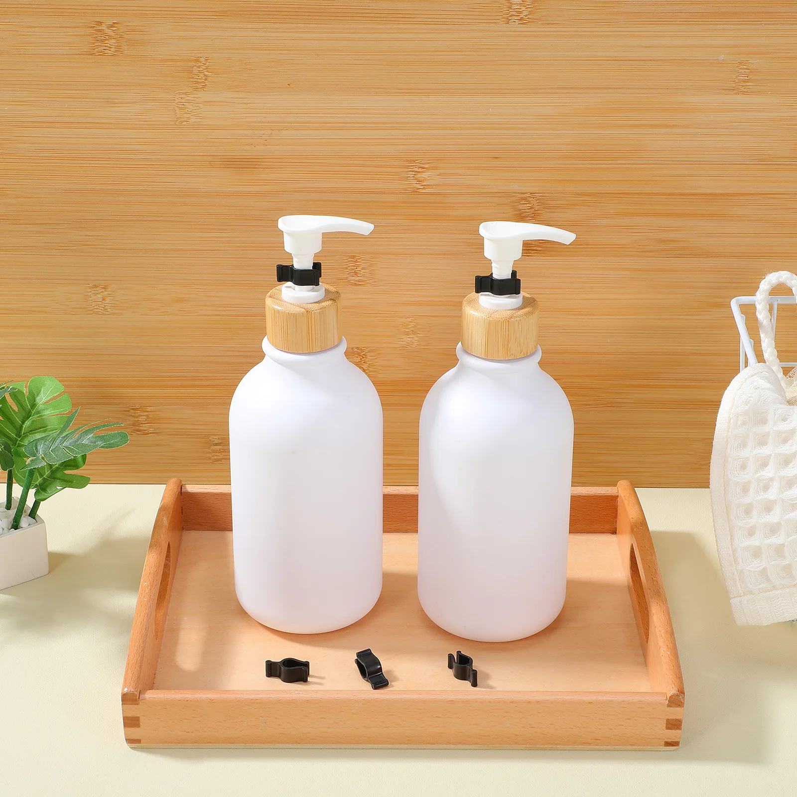 5pcs 5 Pack Travel Shampoo Bottles Dispenser Pump Collar Clips for Leakproof Lotion Locks Black Head Parts