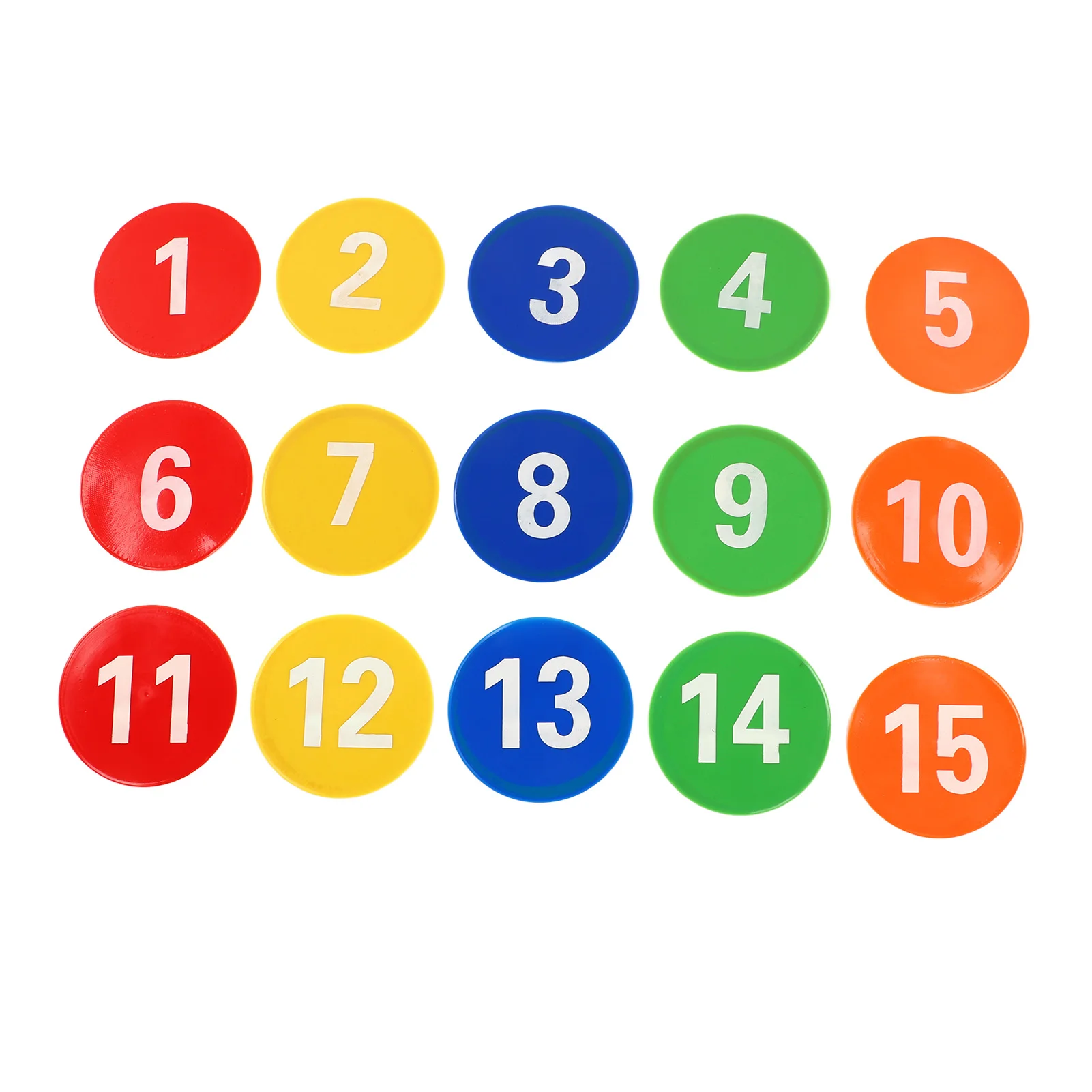 

Colorful Spot Markers Sports Number Spots Marker 1 to 15 Carpet Number Spot Markers with 5 Bright Color for Soccer Training