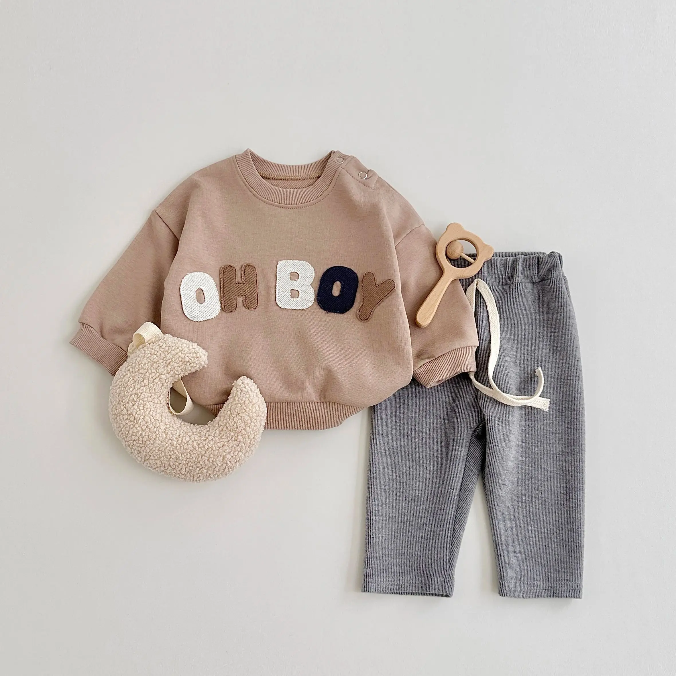 Baby Boy Clothes Set Newborn Infant Autumn Letter Patch Outfits Tops Pullover Shirt+Pants Casual Infant Clothing 0 to 3Years