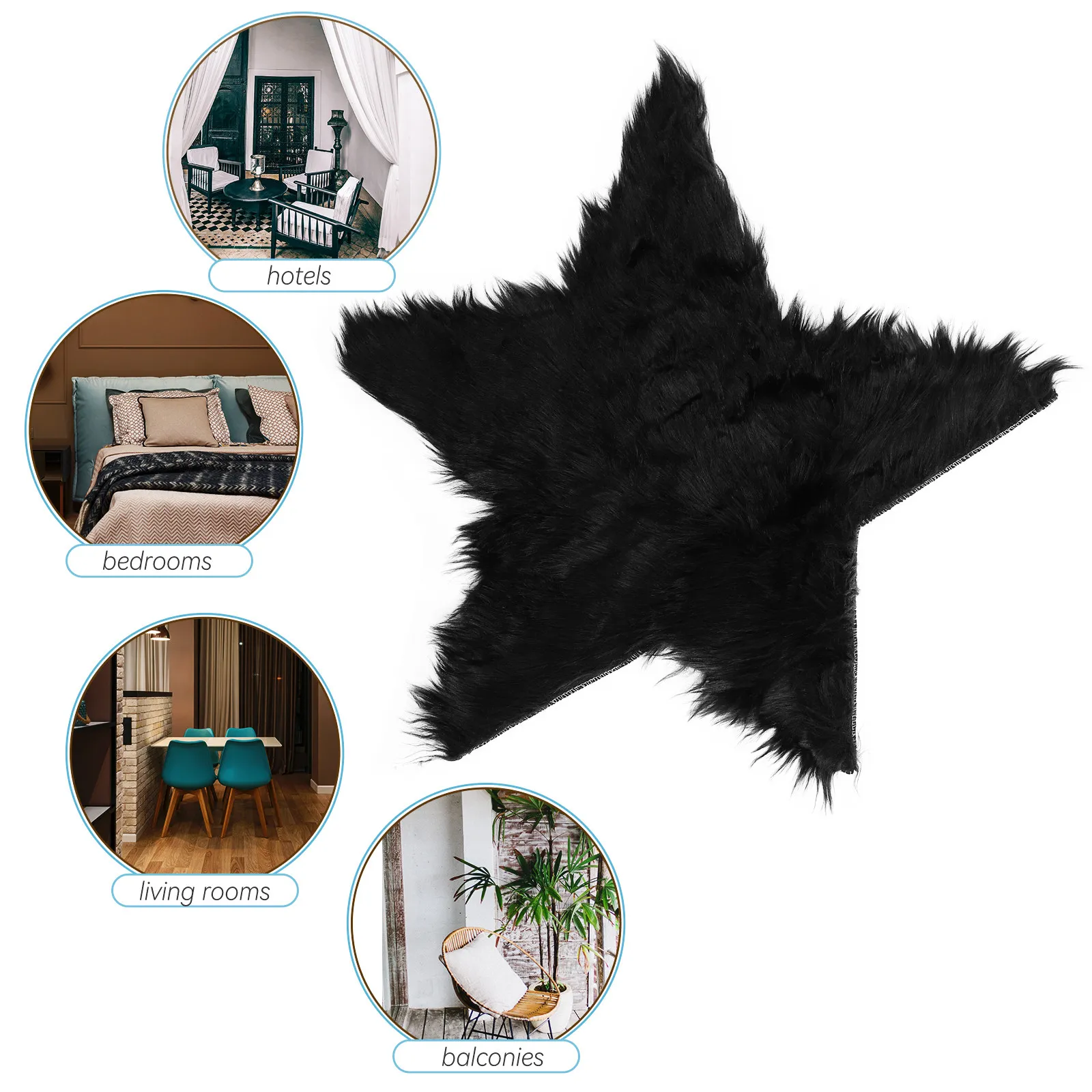Long Pile Floor Mat Machine Washable Modern Style Star Pattern Home Decoration Carpet for Sitting Room Play Area Yoga