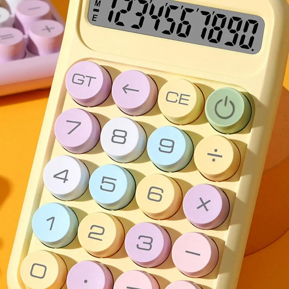Round Button Calculator Retro Button Calculator Mechanical Calculator Retro Typewriter Style 10-digit with Lcd for School