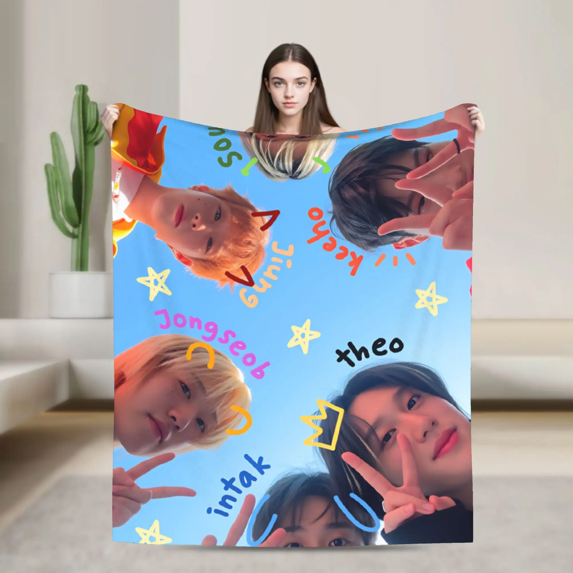 P1 Harmonys Plush Blanket Boy Girl  Flannel Throw Blanket For Couch Chair Soft Warm Customized Quality Bedspread Present