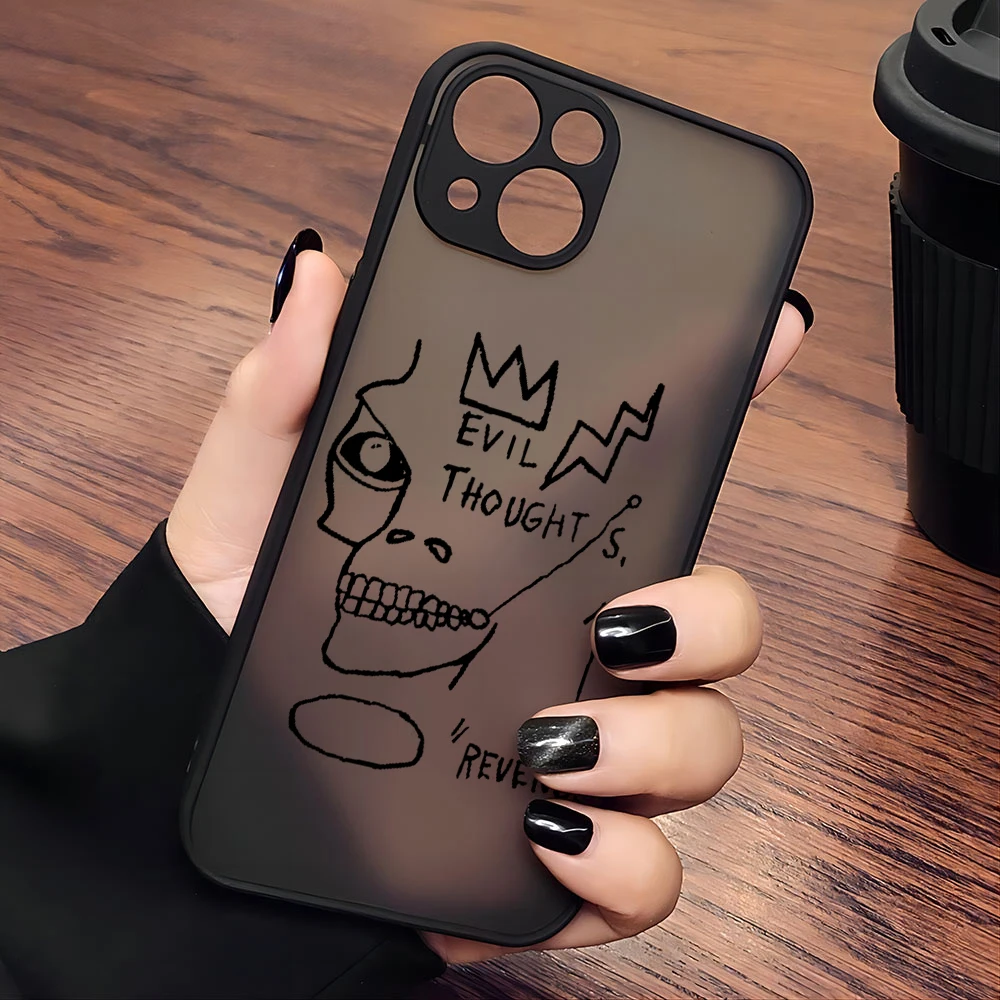 Custodia per telefono Fashion Art per B-BasquiatS iPhone 15 14 13 12 11 Mini Pro Max X XR XSMax 7 8 Plus Cover posteriore trasparente opaca