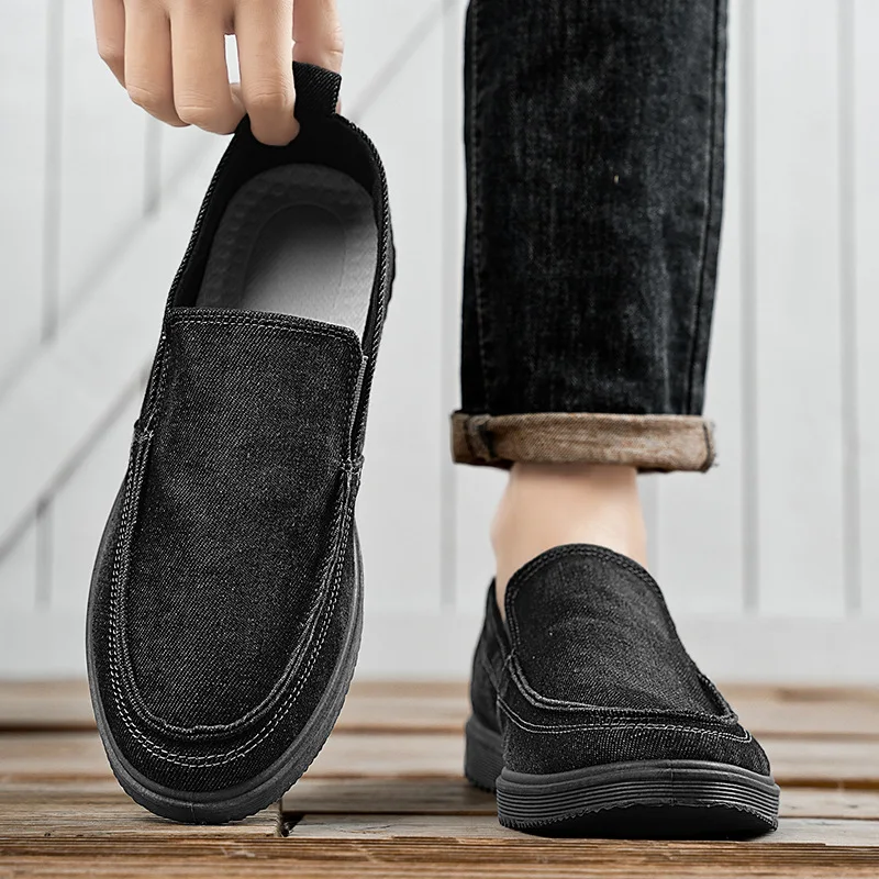 2026 New Spring and Autumn men's casual canvas shoes low top loafers big size denim men's single shoes